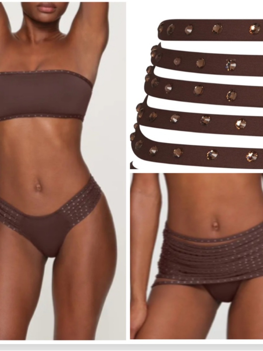 SKIMS Swim Rhinestone Bikini and Skirt